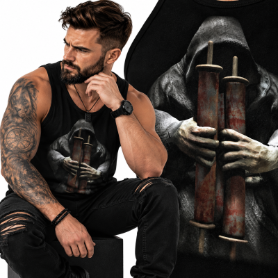 TANK TOP HORROR SKULL CZARNA